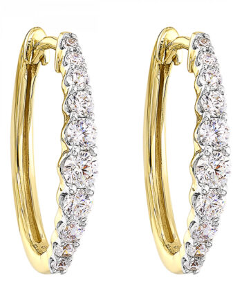 14KYG 1.00ct tdw Diamond Hoop Earrings