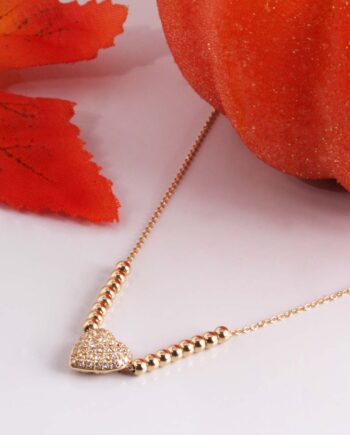 14KY Heart Necklace w/ Beads #150-00154