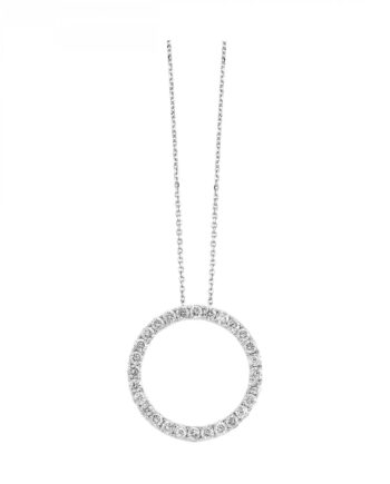 14KWG 1/4ct tdw Diamond Circle Pendant