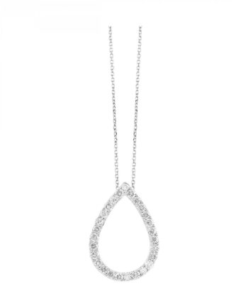 14KWG 1/4ct tdw Open Pear-Shaped Diamond Pendant