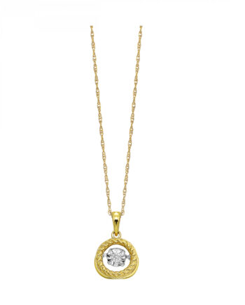 10KYG 1/20ct Rhythm of Love Diamond Circle Pendant
