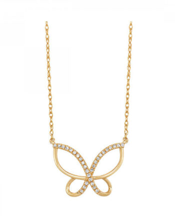 10KYG 1/10ct tdw Diamond Butterfly Pendant