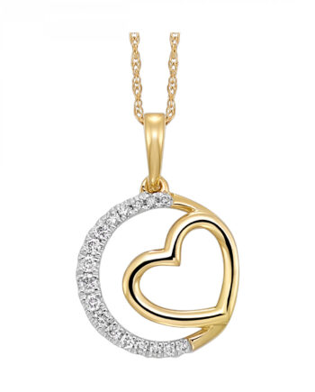 10KYG 1/10ct tdw Heart w/ Diamond Circle Pendant