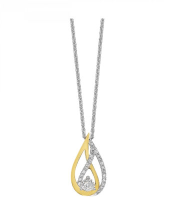 Gold & Silver 1/10ct tdw Diamond Pendant