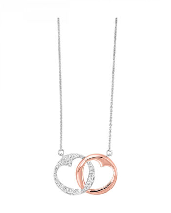 Sterling Silver & Gold 1/5ct tdw Connecting Heart Necklace