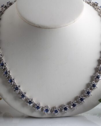 S/S Blue Flower CZ Necklace