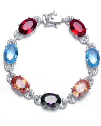 S/S Oval Multi Color Bracelet