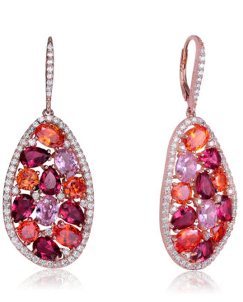 S/S Multi Color Rose CZ Earrings