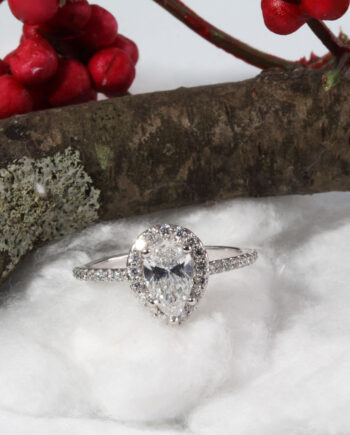14KW 1.01ct SI1 F Pear Shaped Diamond Engagement Ring #100-00021