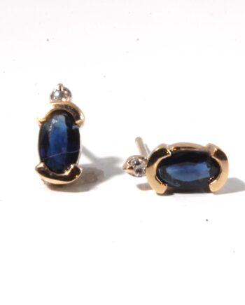 14 Yellow Gold Diamond and Sapphire Earrings