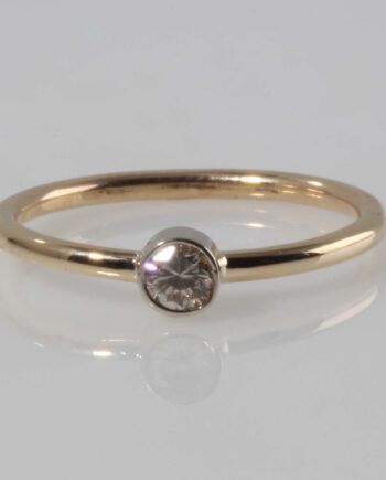 14KT Yellow .16dtw Diamond Bezel Engagement Ring