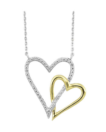 Gold Silver Heart Necklace 1/20ctw