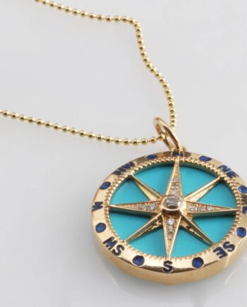 14KT Yellow .15tdw Diamond Compass Pendant