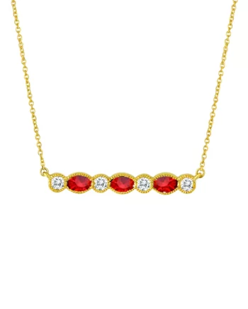 14KY Yellow Gold .85ct Ruby & .30tdw Diamond Necklace