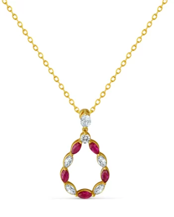 14KT Yellow Gold .56tdw Diamond & .55ctw Ruby Pendant