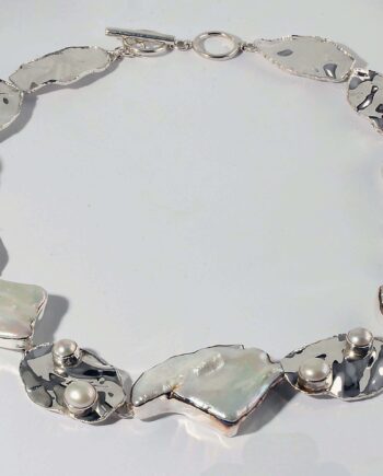Sterling Silver Mother of Pearl Estate Necklace