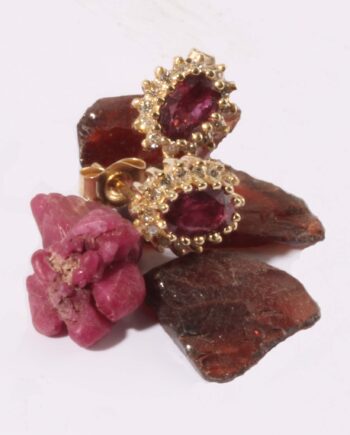 Gen Ruby Earrings 14KY .20TDW