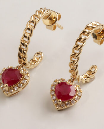 14KYHeart Sh.Ruby Earring