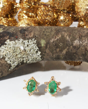 14KY Dia Esmerald Earring