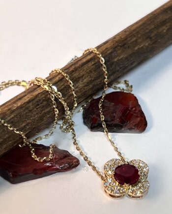 14KY Ruby w/ Dia Pendent