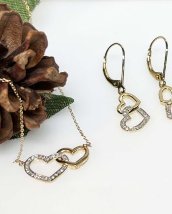 10KYG Double Heart Dia  Earring