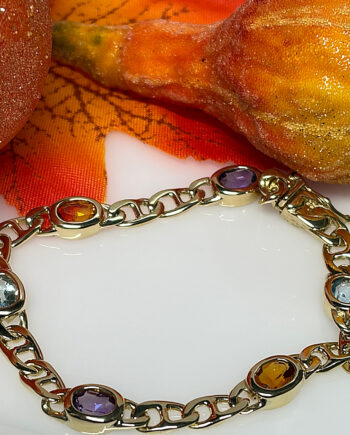 14K 6 Stones Colored Bracelet YG