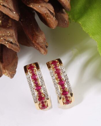 14KY Ruby Earring w/ Dia