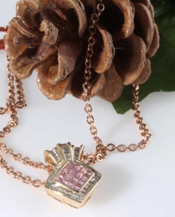 14K Pink Saph and Dia Pendent