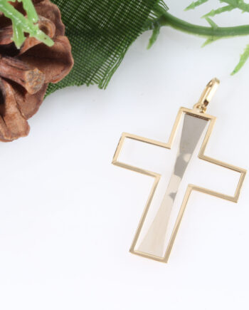 14K Two-Tone Cross Pendent