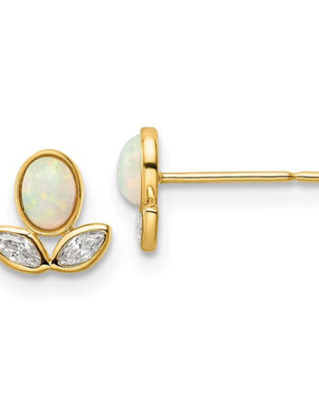 14K CZ Opal Post Earrings