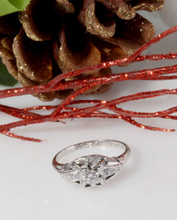 Lady's Estate White Gold 14K Engagement Ring