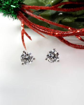 14K WG Lab Grown 3 Prong Studs