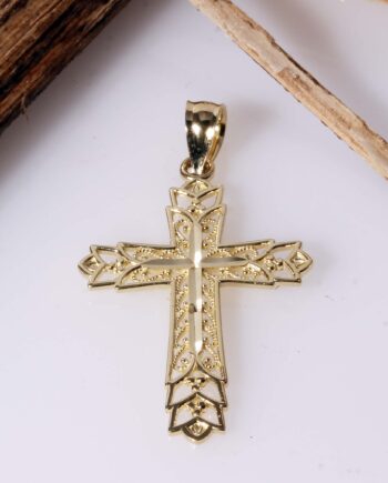14K Filigree YG Cross