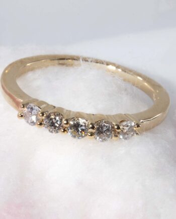 14K YG 5 Stone Wedding Ring Band