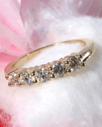 14K YG 5 Stone Wedding Band Ring