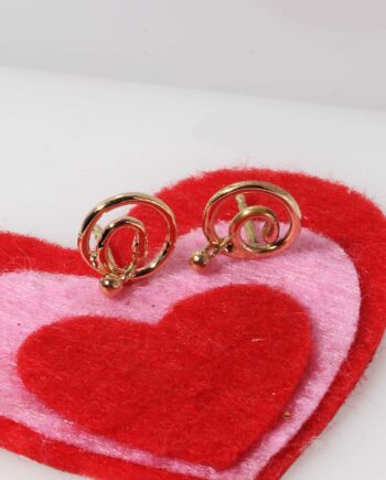 14K YG Swirl Earrings W/ Balls