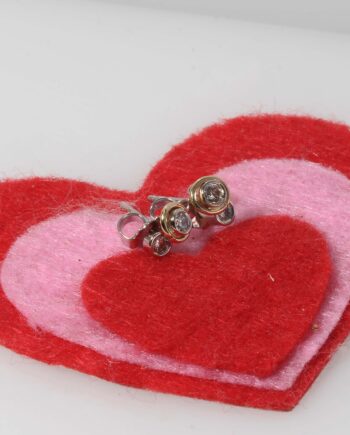 14K WG Two Tone Diamond Stud Earrings