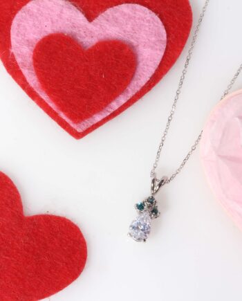 10K Lady's White Necklace W/ Blue Diamonds