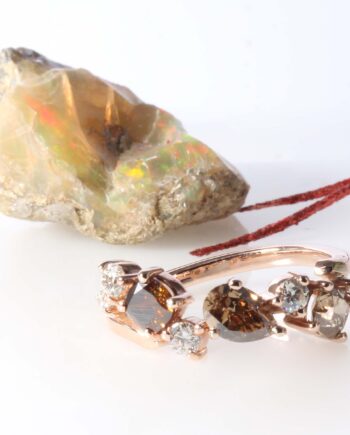 14K Rose Gold Colored Diamond 8 Stone Ring