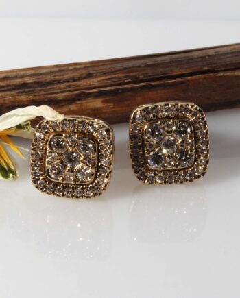 14K YG 1ct Cushion Shaped Halo Studs