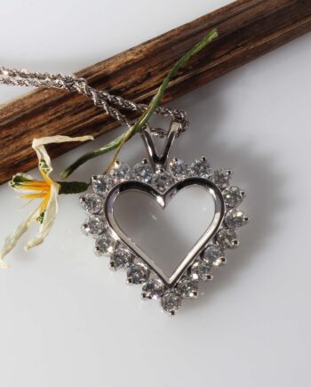14K WG Heart Diamond Necklace