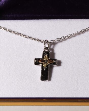 SS & 12K Antiqued Cross Necklace