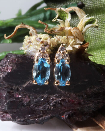 Aqua W/ Dia Stud Earrings