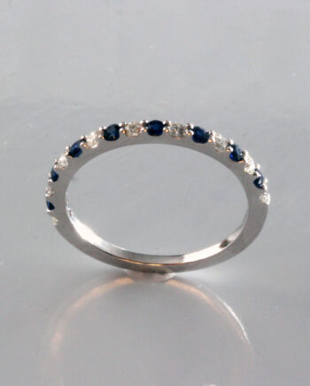 1/5 Sapphire & 1/5 Diamond 10K White Gold Stackable Ring