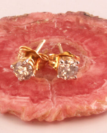.50 TDW Round Diamond Stud Earrings 14K Yellow Gold
